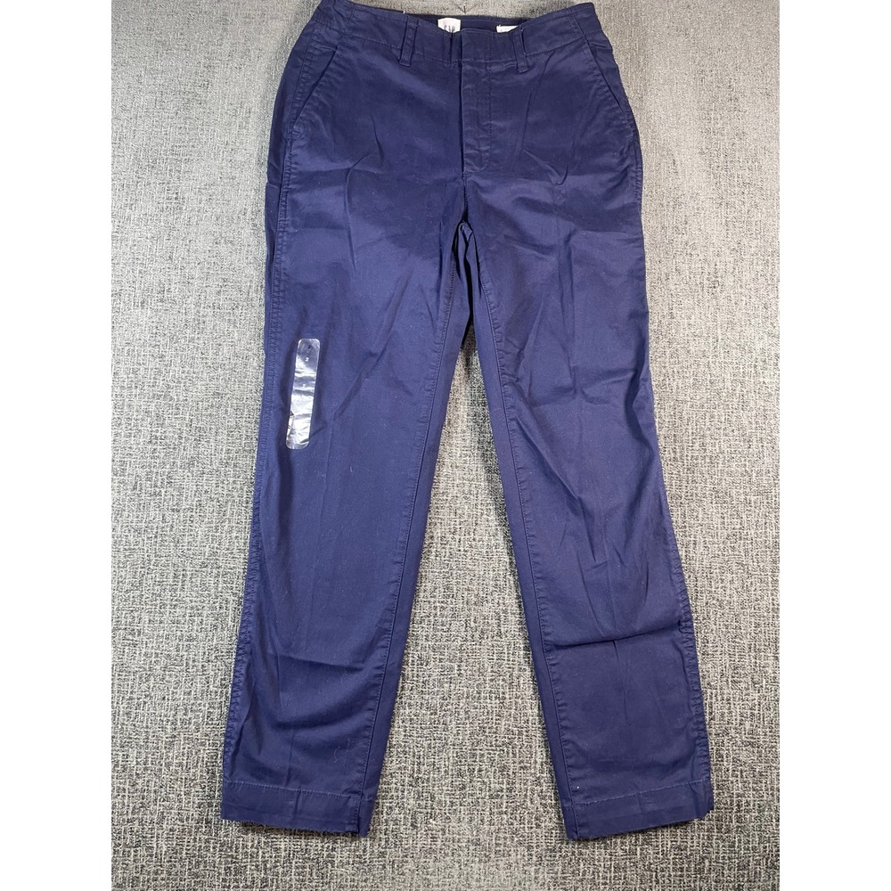 GAP Downtown Khaki Navy Blue Chino Pants Womens Size 2 Straight Leg New